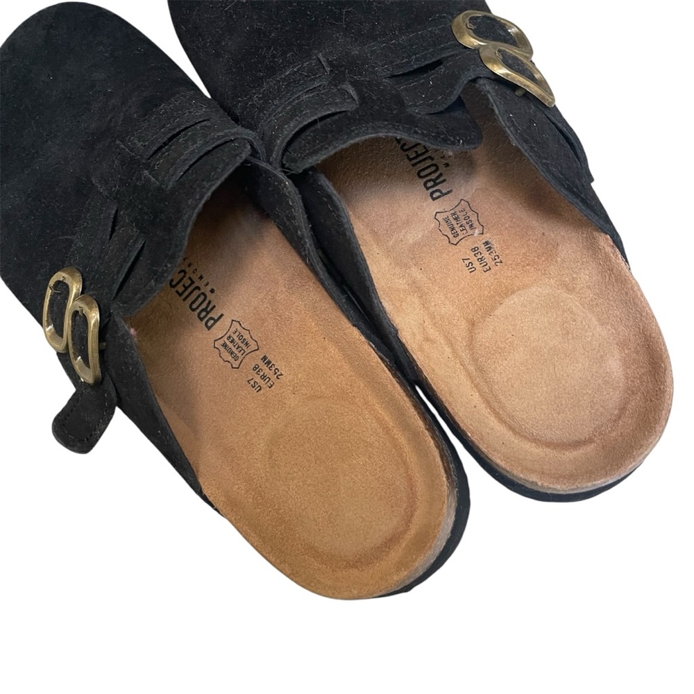 Project Cloud Stephi Clog Sz 7 Black Suede Memory Foam Comfort Platform Slip On - Picture 9 of 9